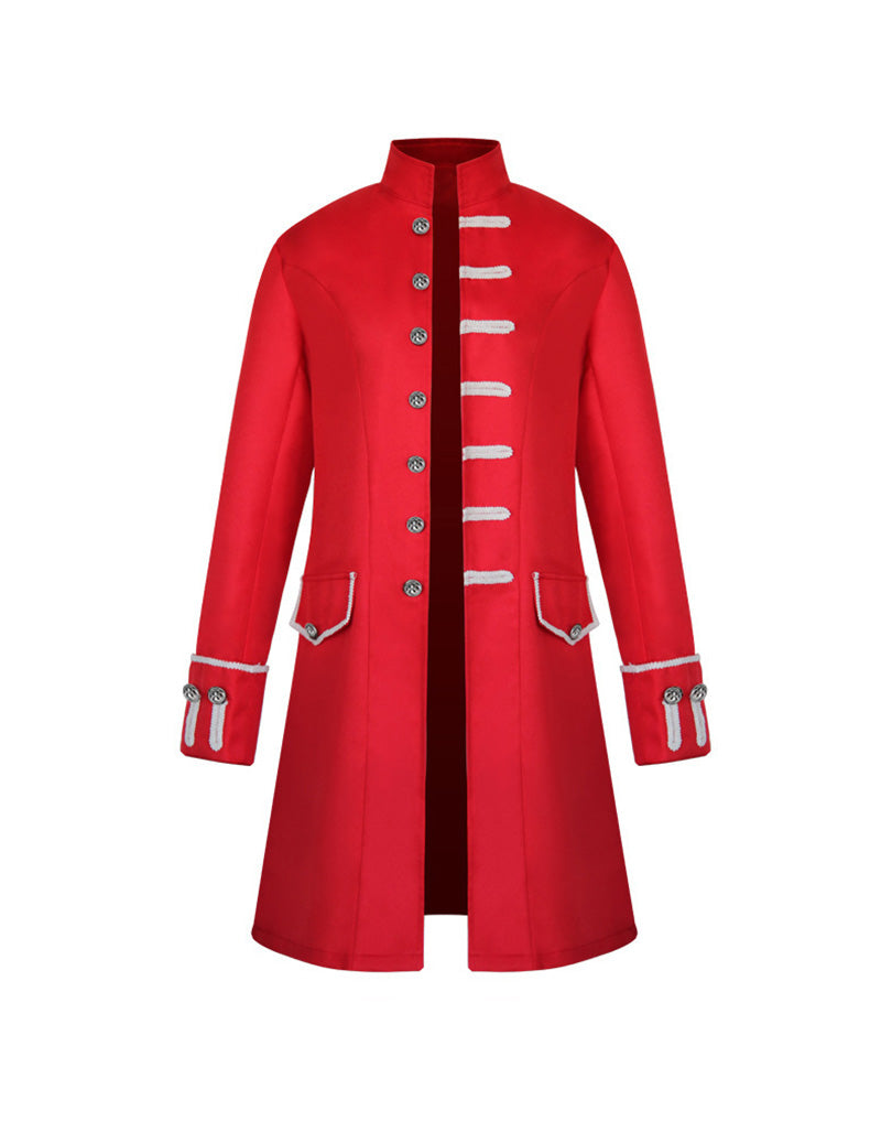 Men Plain Stand Collar Uniform Coat
