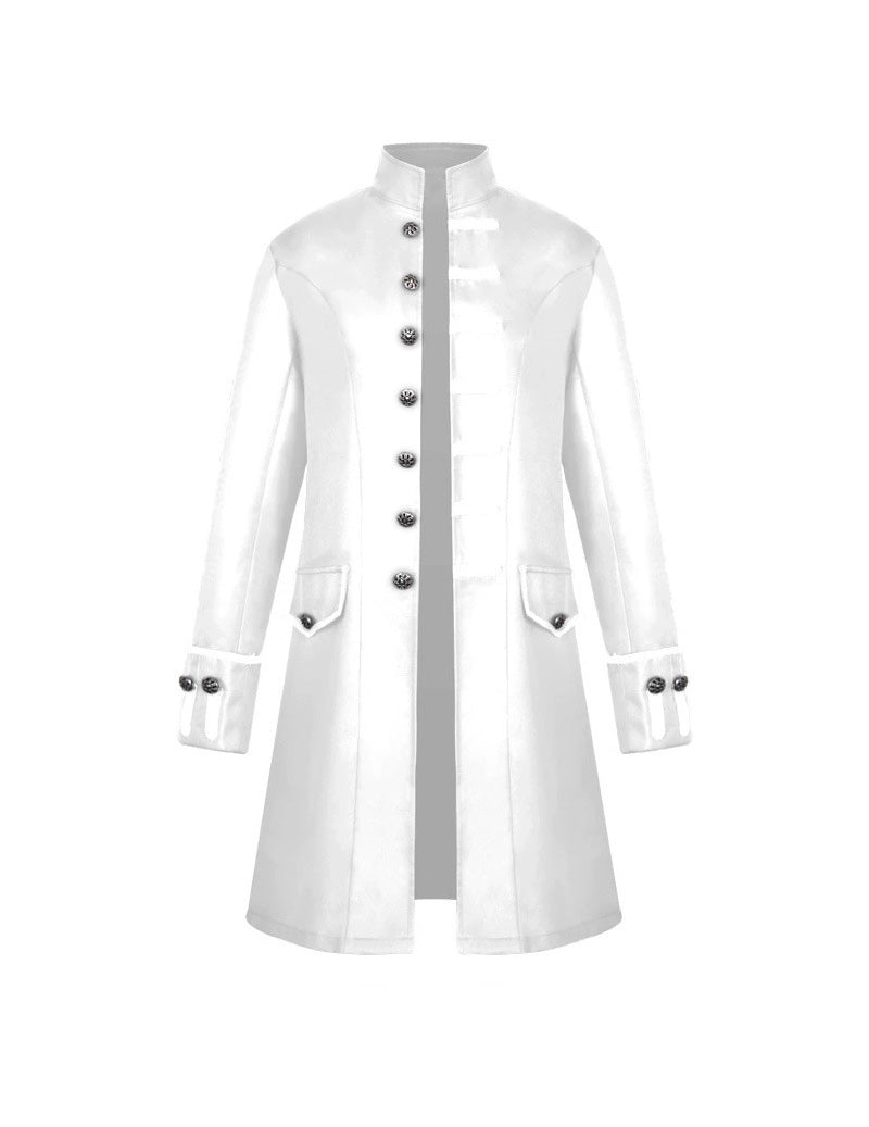Men Plain Stand Collar Uniform Coat