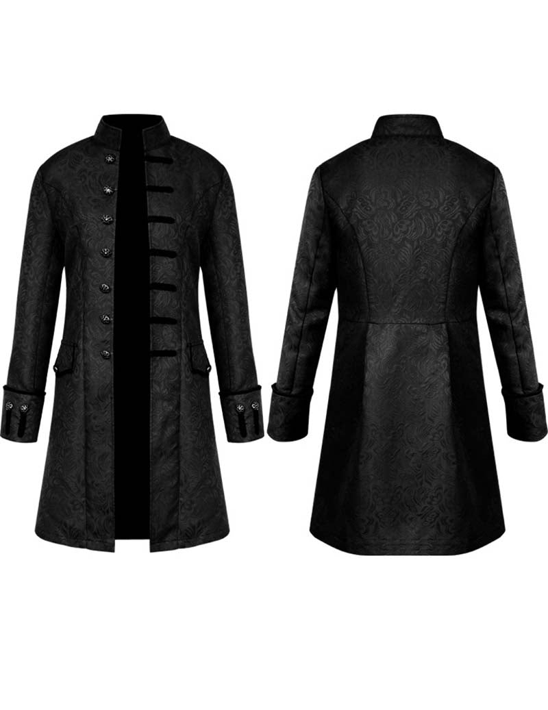 Men Jacquard Stand Collar Costume Coat