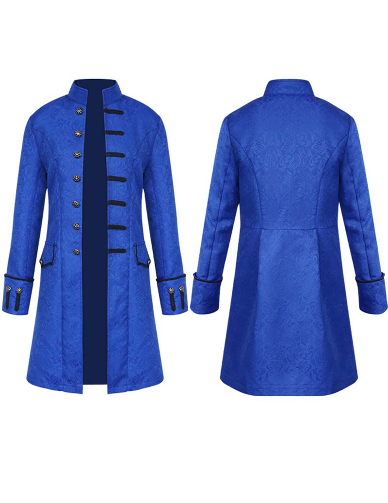 Men Jacquard Stand Collar Costume Coat