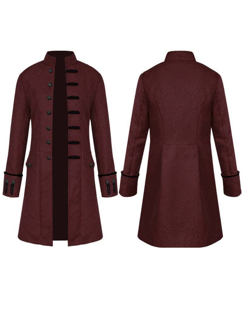 Men Jacquard Stand Collar Costume Coat