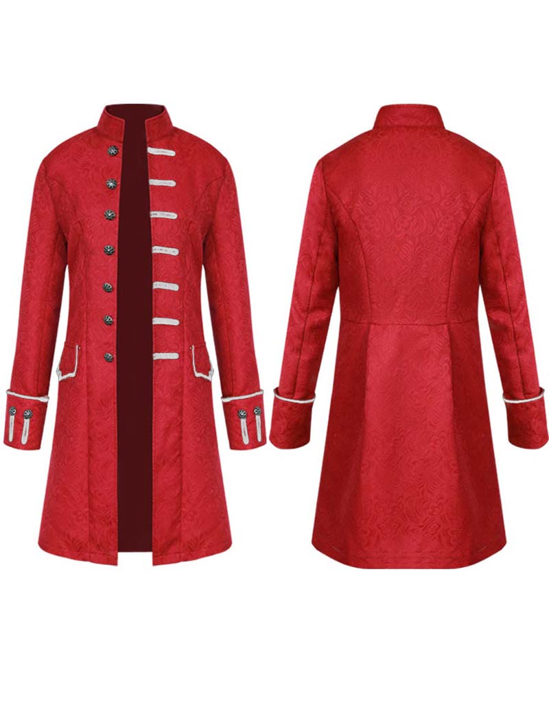 Men Jacquard Stand Collar Costume Coat