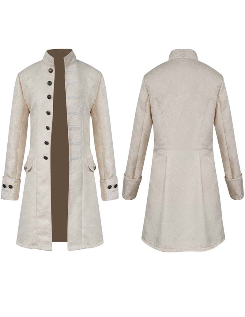 Men Jacquard Stand Collar Costume Coat