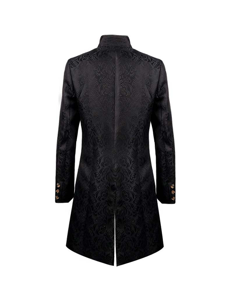 Men Jacquard Double-Breasted Long Coat