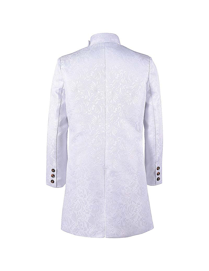 Men Jacquard Double-Breasted Long Coat