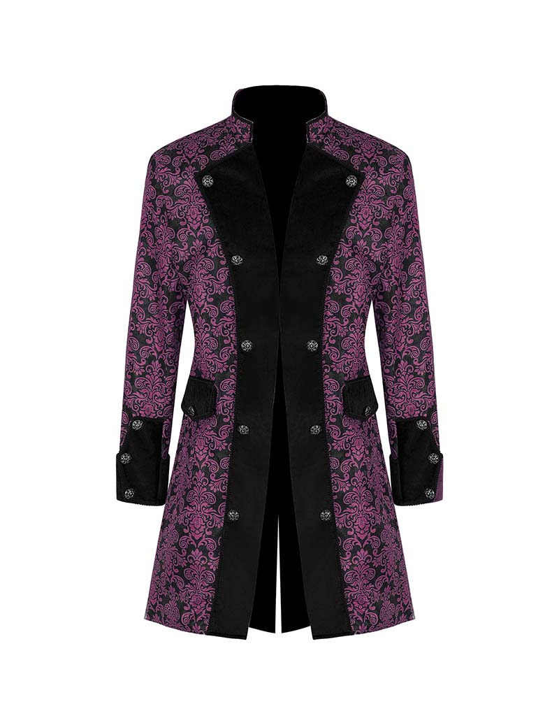 Men Baroque Print Double-Breasted Coat