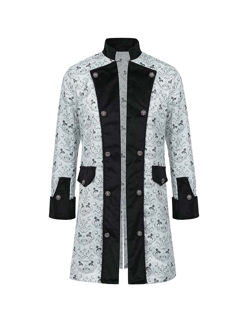 Men Baroque Print Double-Breasted Coat