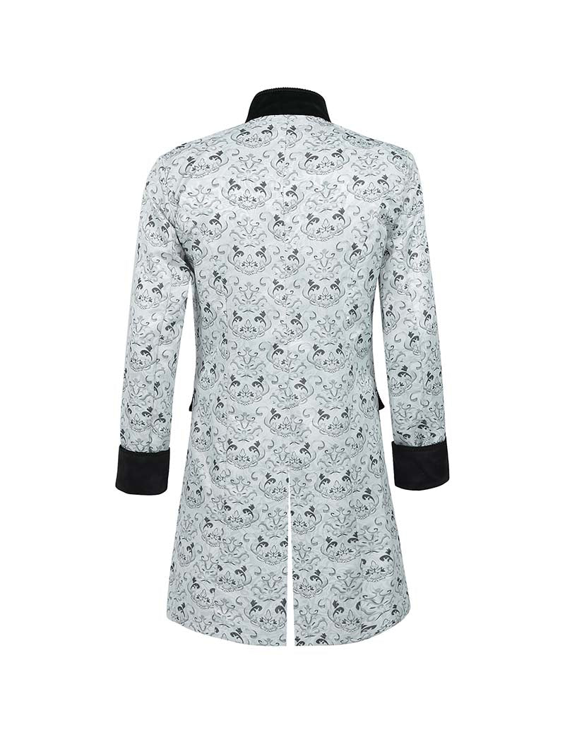 Men Baroque Print Double-Breasted Coat