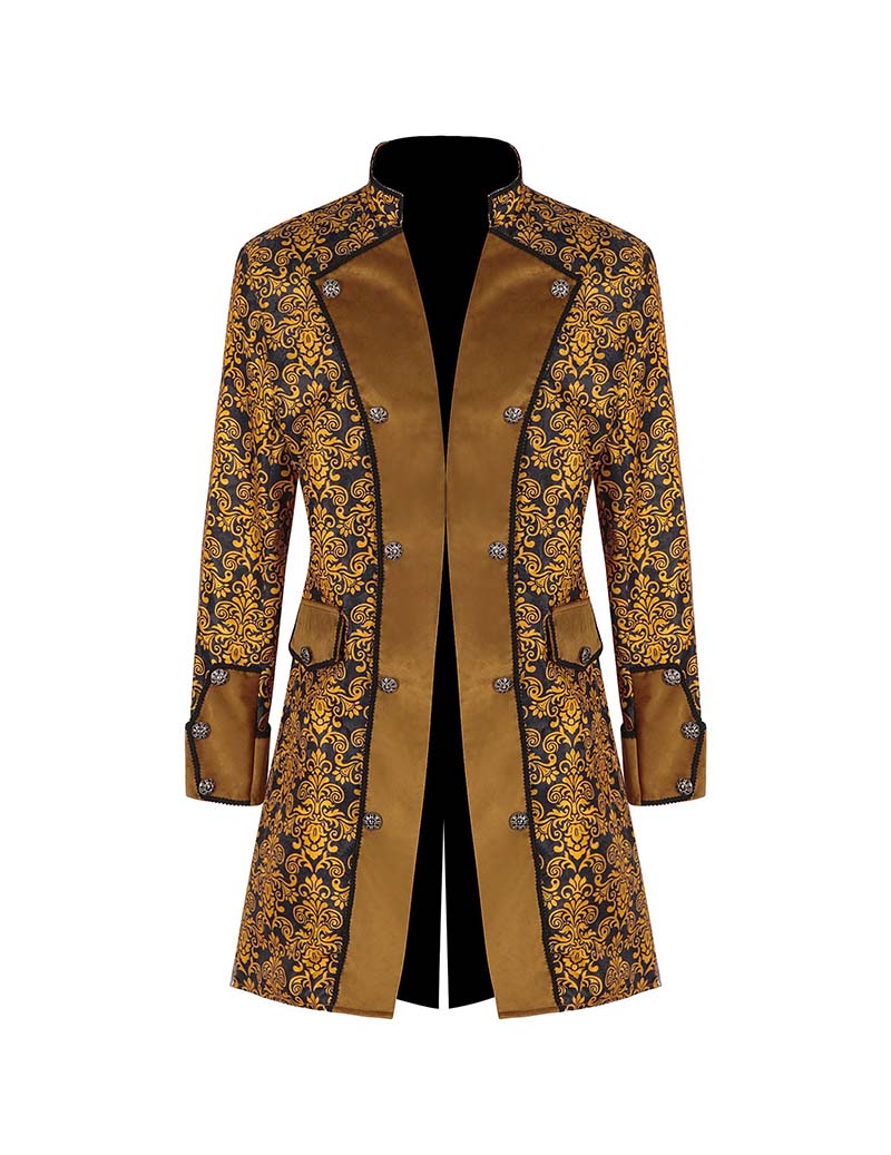Men Baroque Print Double-Breasted Coat