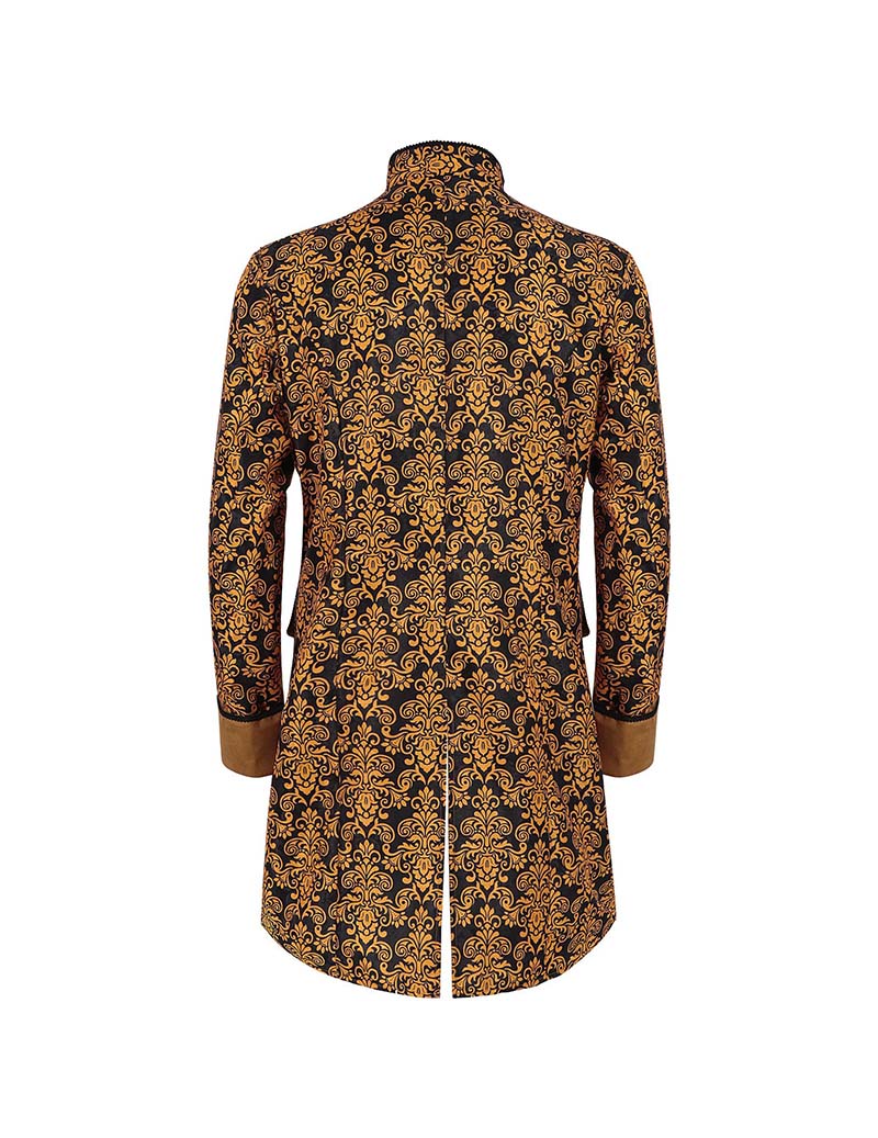 Men Baroque Print Double-Breasted Coat