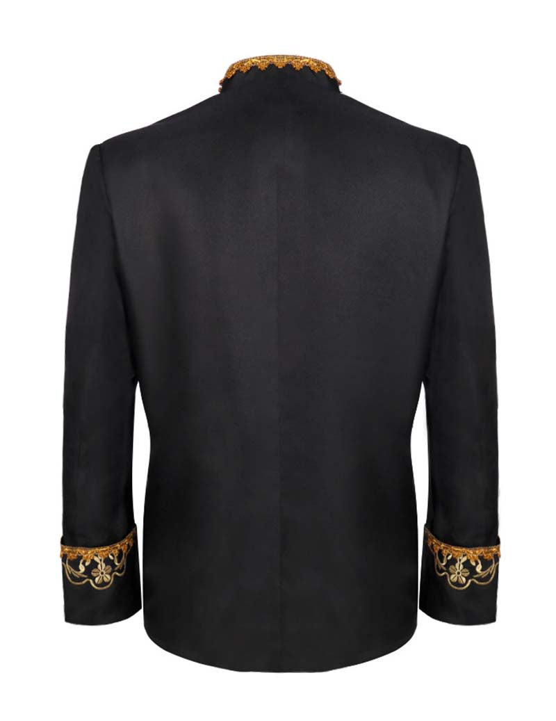 Men Embroidered Mandarin Collar Blazer Jacket