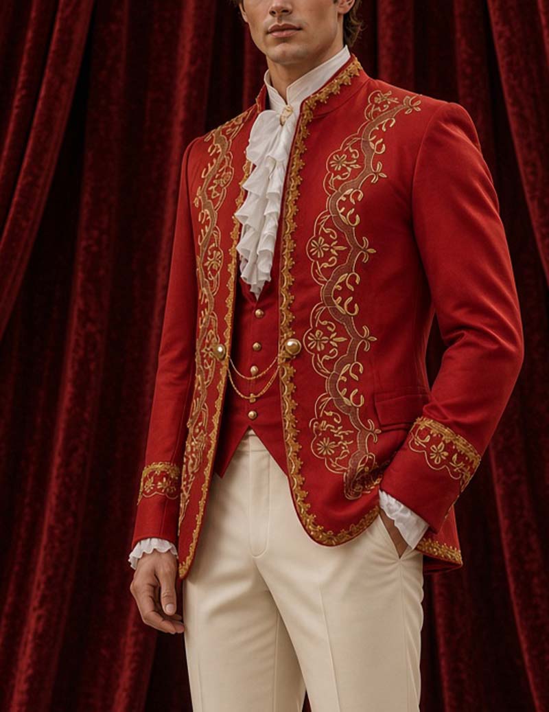 Men Embroidered Mandarin Collar Blazer Jacket