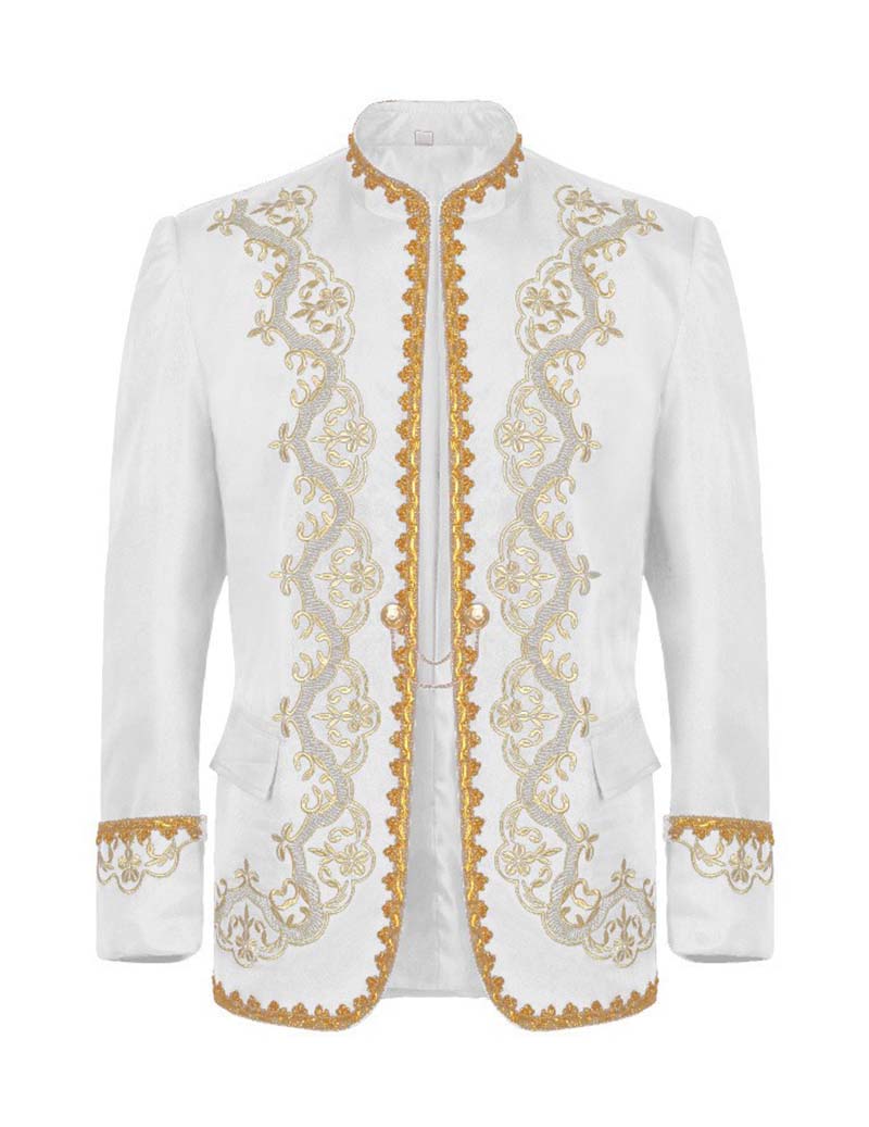 Men Embroidered Mandarin Collar Blazer Jacket