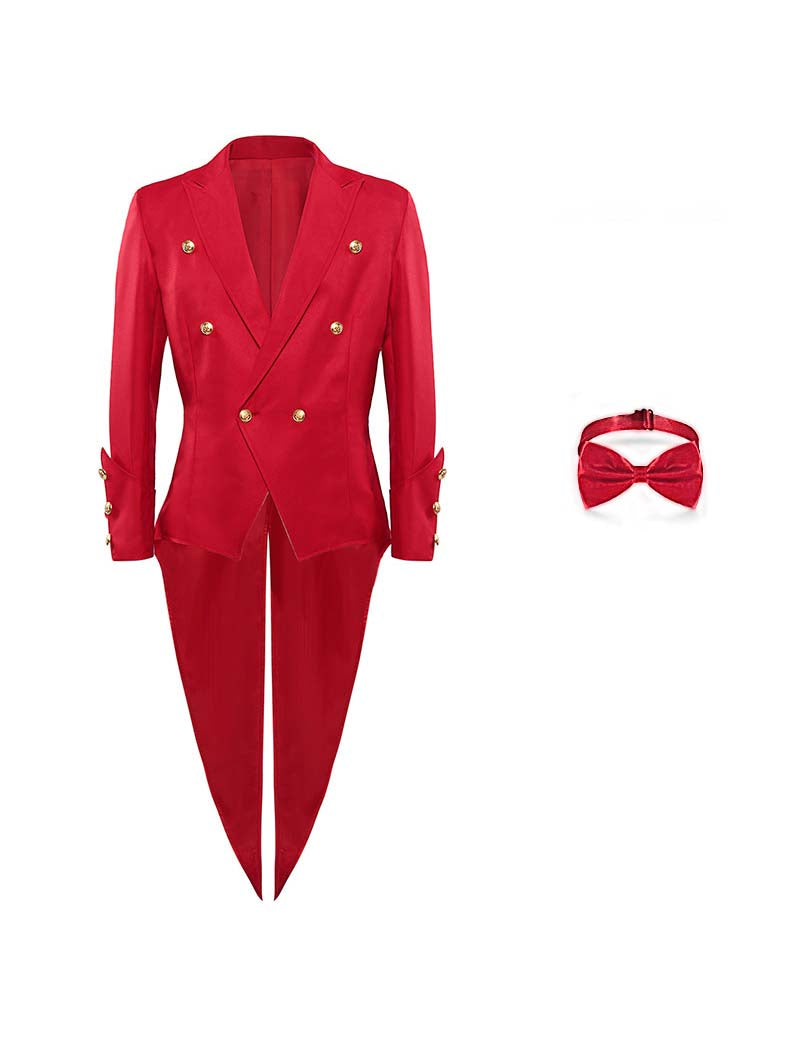 Men Red Tuxedo Suit Set with Bow Tie