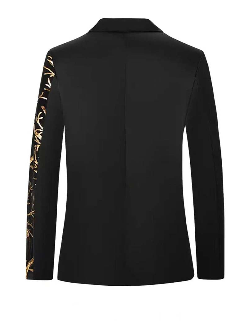 Men Sequin Embellished Branch Print Blazer