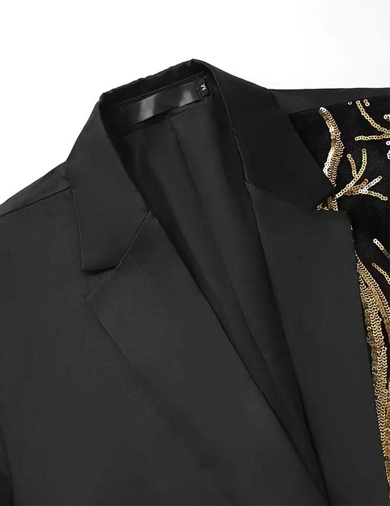 Men Sequin Embellished Branch Print Blazer