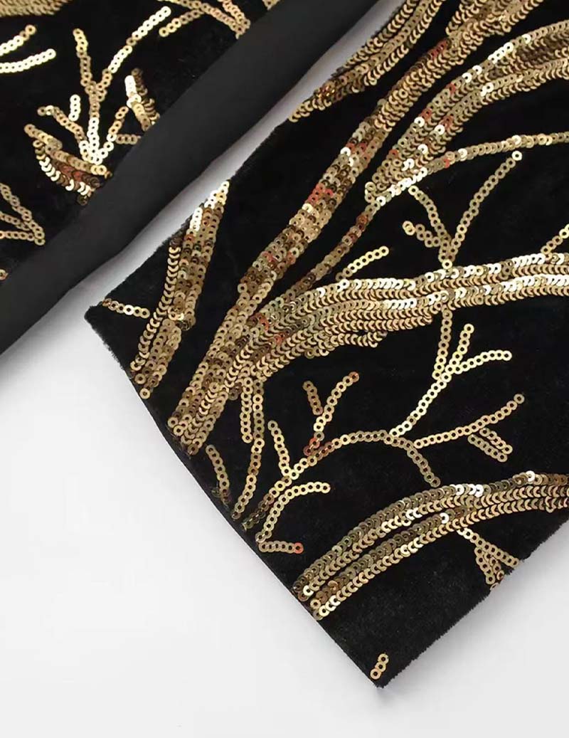 Men Sequin Embellished Branch Print Blazer