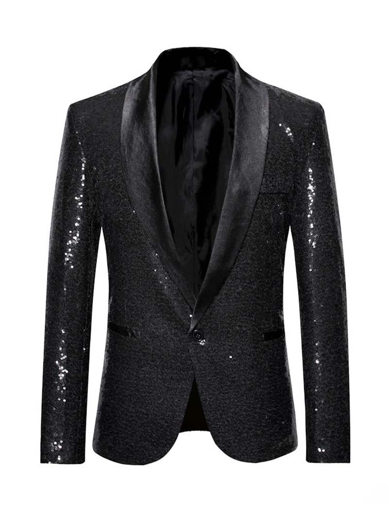 Men Full Sequin Shawl Collar Blazer