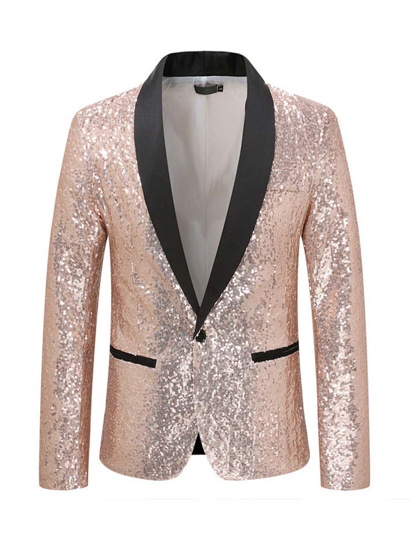 Men Full Sequin Shawl Collar Blazer