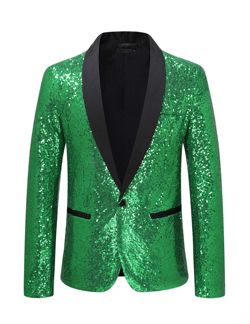 Men Full Sequin Shawl Collar Blazer