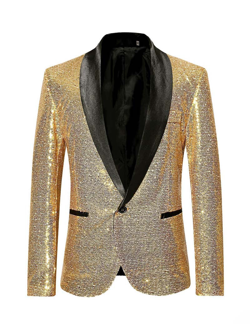 Men Full Sequin Shawl Collar Blazer