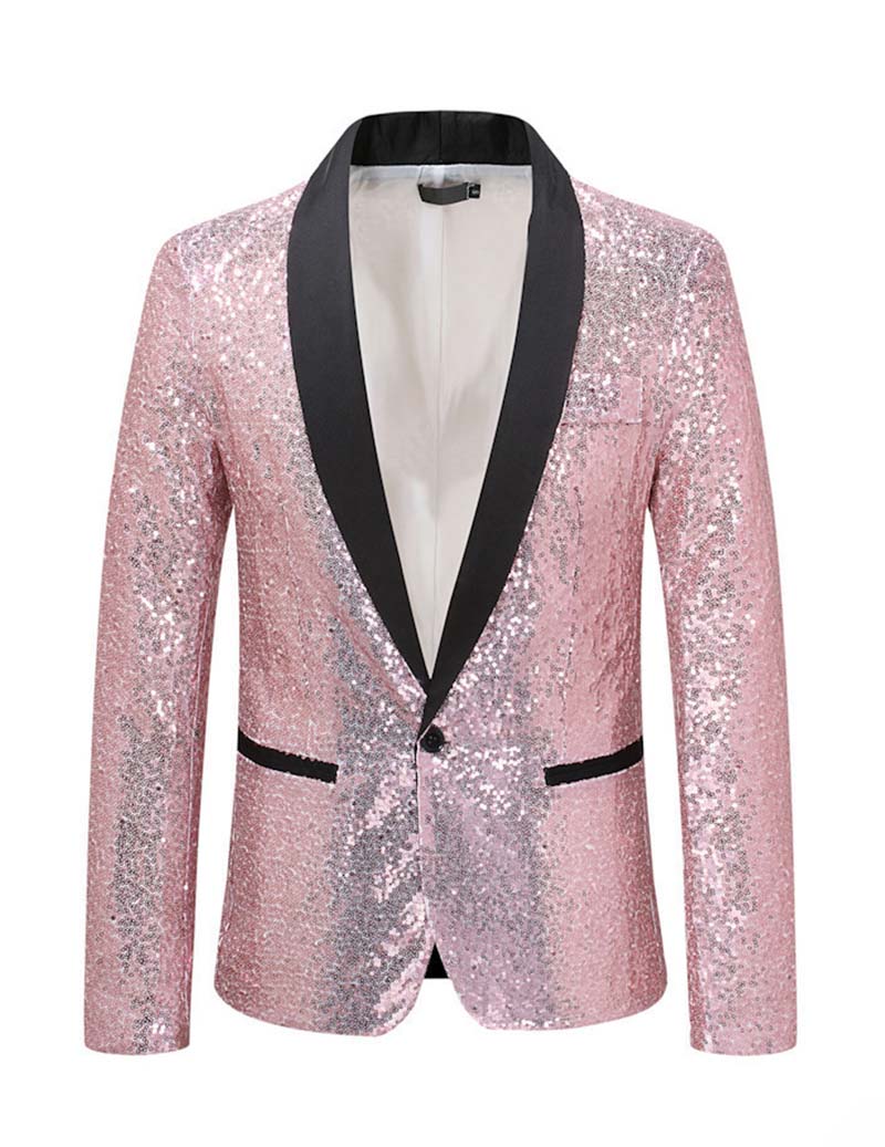 Men Full Sequin Shawl Collar Blazer