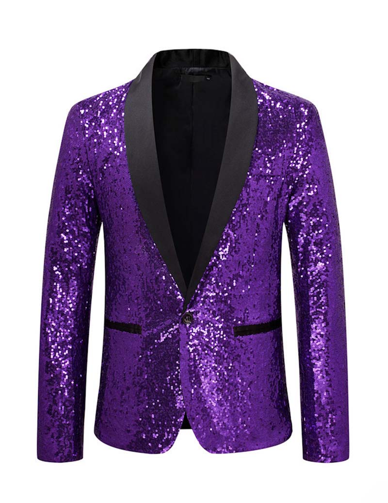 Men Full Sequin Shawl Collar Blazer
