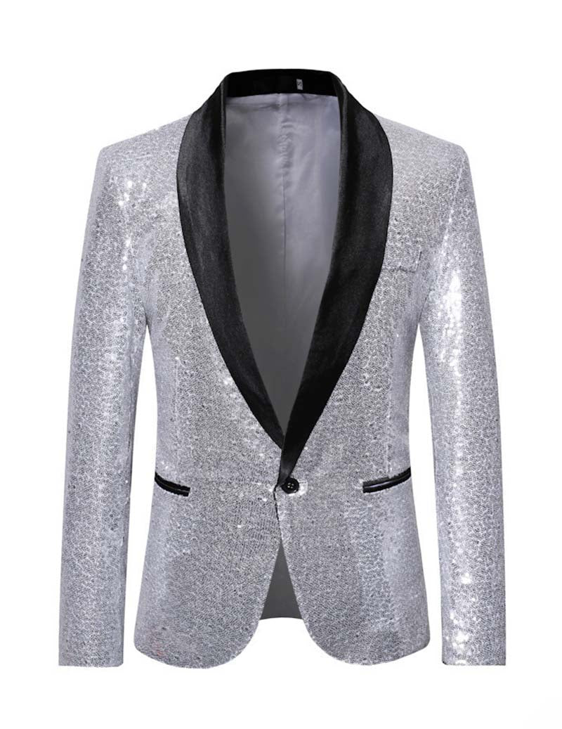 Men Full Sequin Shawl Collar Blazer