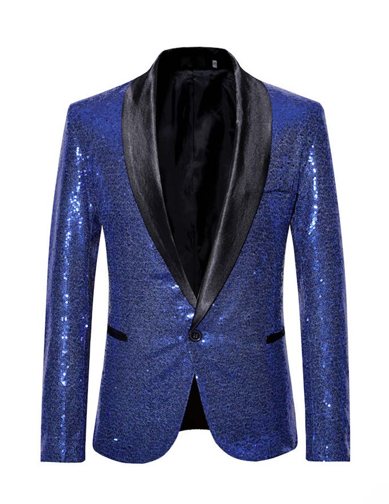 Men Full Sequin Shawl Collar Blazer