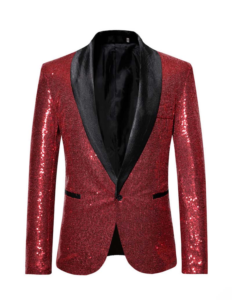Men Full Sequin Shawl Collar Blazer