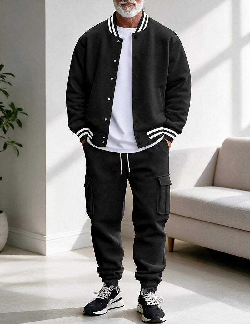 Men Varsity Jacket and Cargo Pants Set
