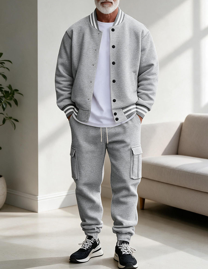 Men Varsity Jacket and Cargo Pants Set