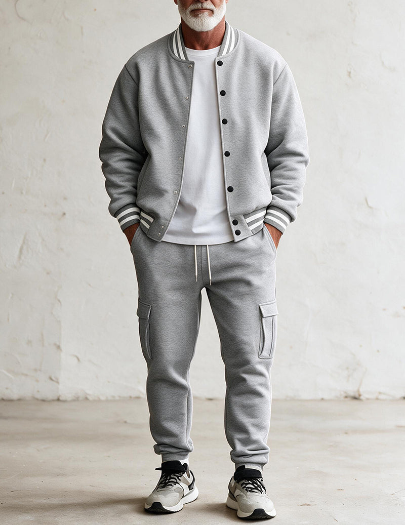 Men Varsity Jacket and Cargo Pants Set