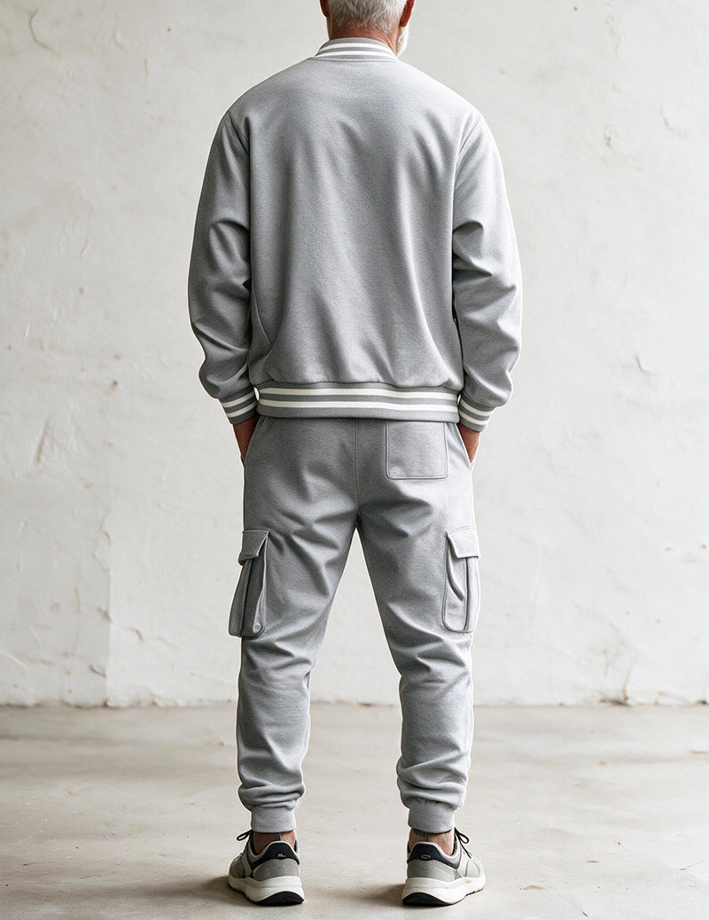 Men Varsity Jacket and Cargo Pants Set