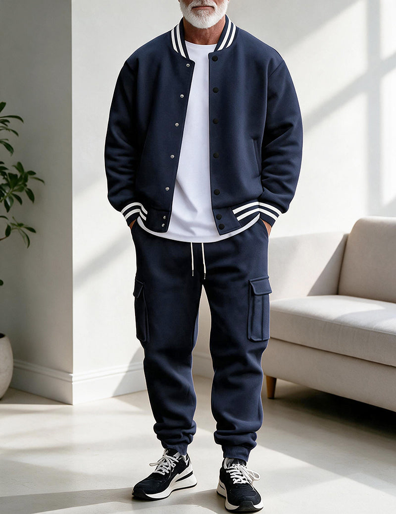 Men Varsity Jacket and Cargo Pants Set