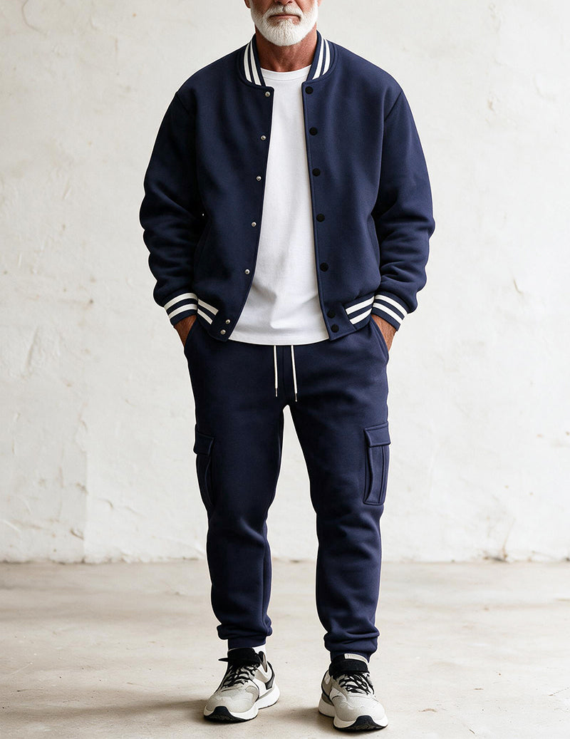Men Varsity Jacket and Cargo Pants Set
