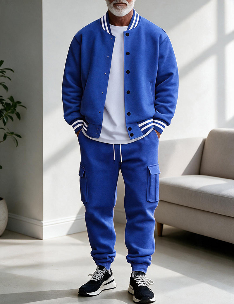 Men Varsity Jacket and Cargo Pants Set
