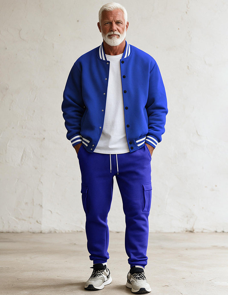 Men Varsity Jacket and Cargo Pants Set