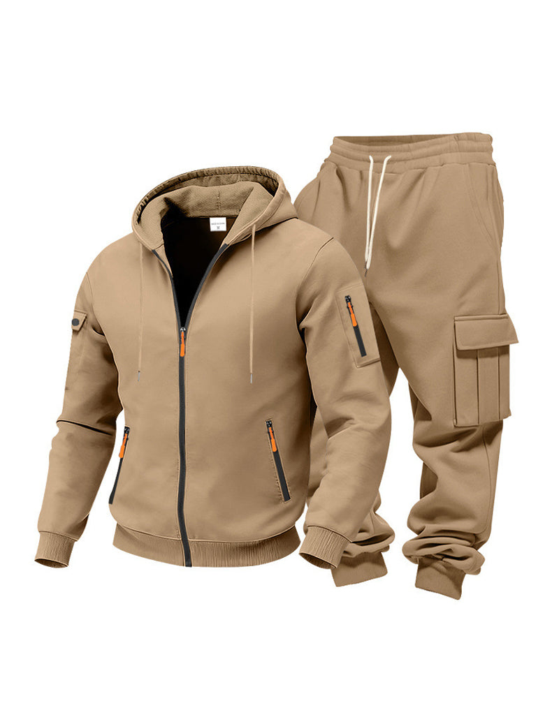 Men Fleece Hooded Sweatshirt and Pants Set