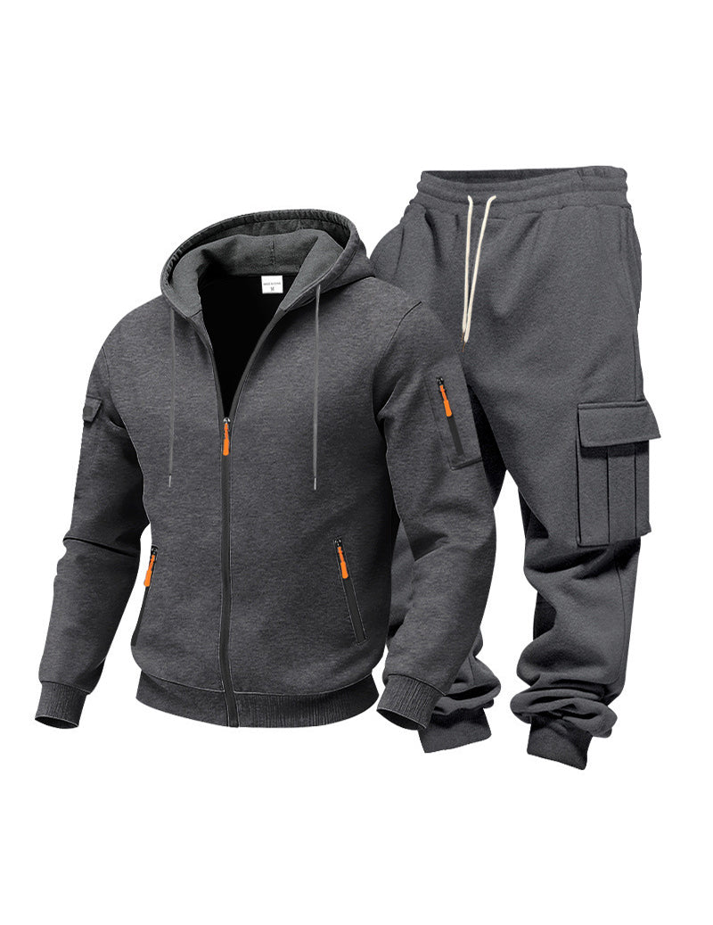 Men Fleece Hooded Sweatshirt and Pants Set