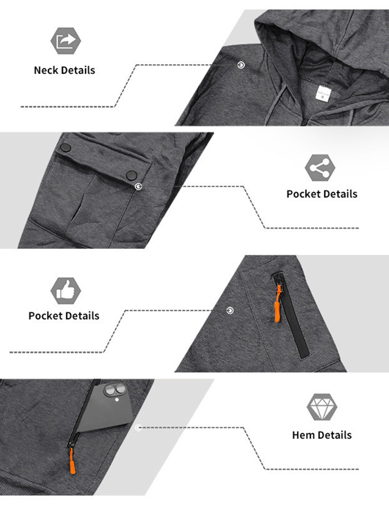 Men Fleece Hooded Sweatshirt and Pants Set