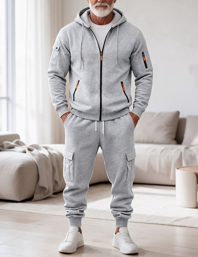 Men Fleece Hooded Sweatshirt and Pants Set