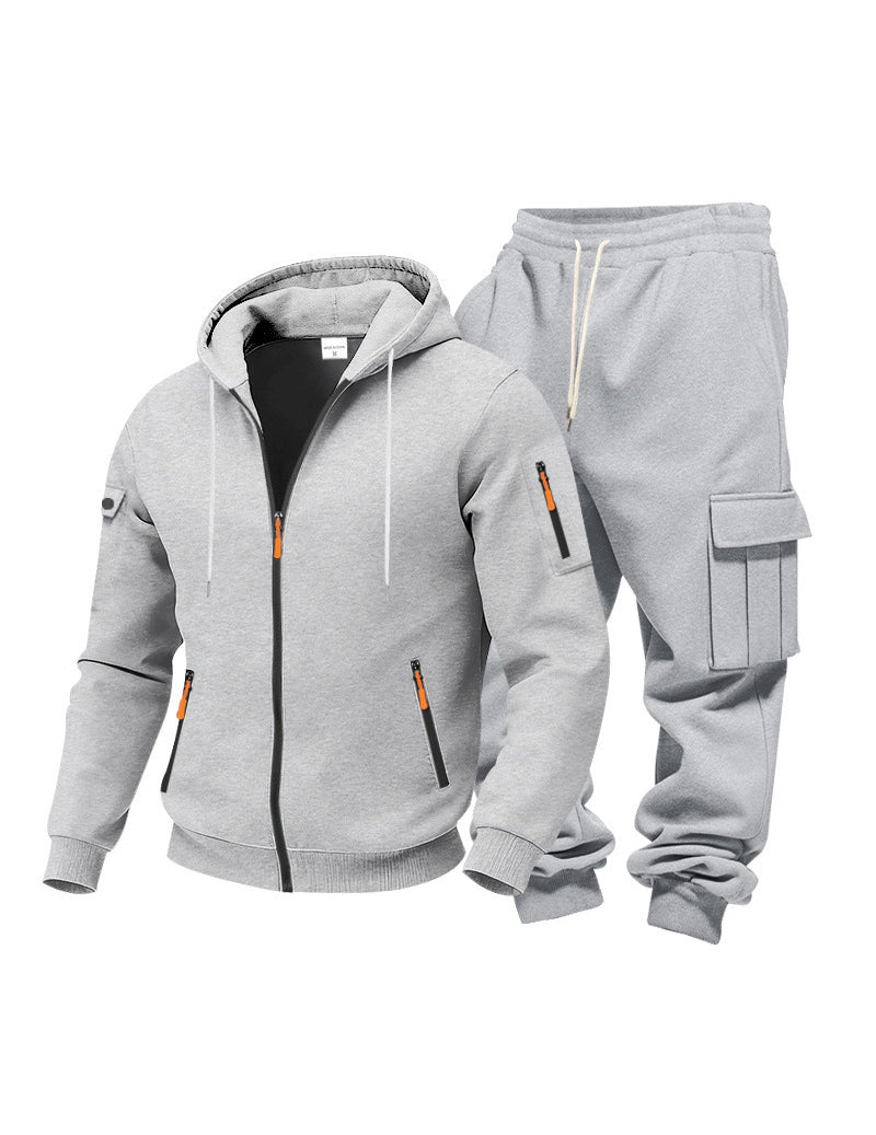 Men Fleece Hooded Sweatshirt and Pants Set