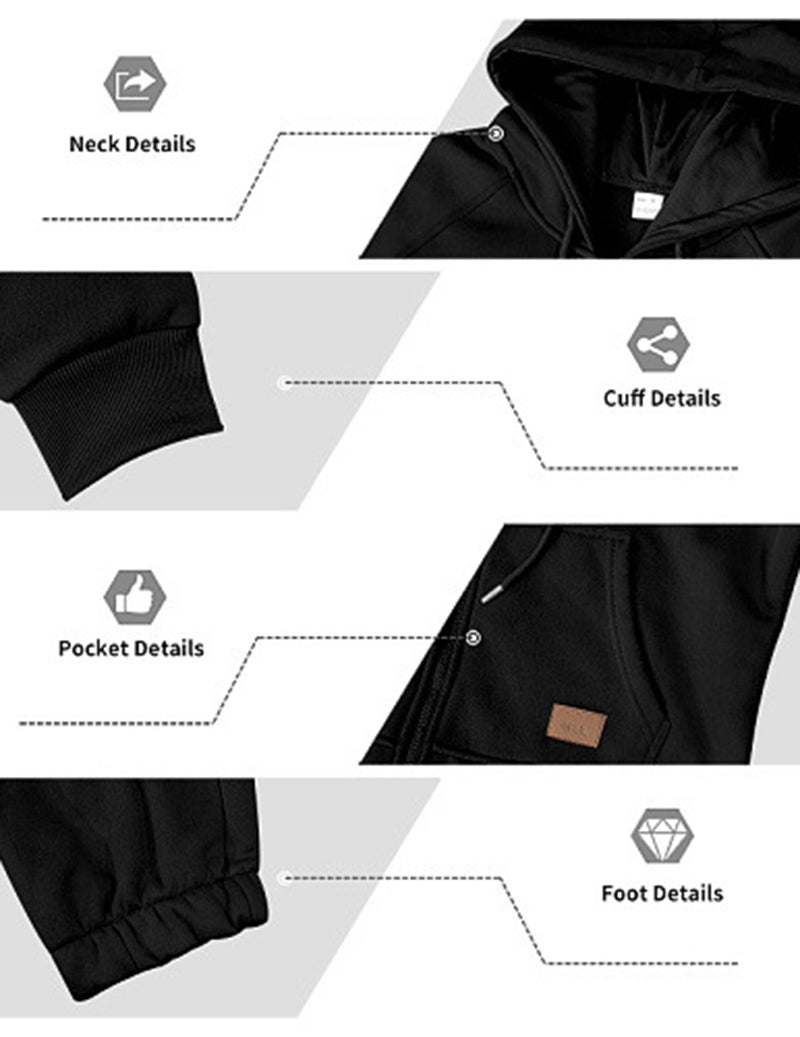 Men Fleece Hooded Zip Up Jumpsuit