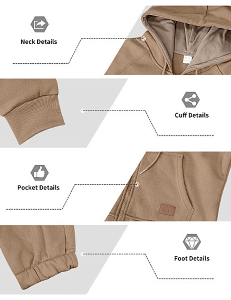 Men Fleece Hooded Zip Up Jumpsuit