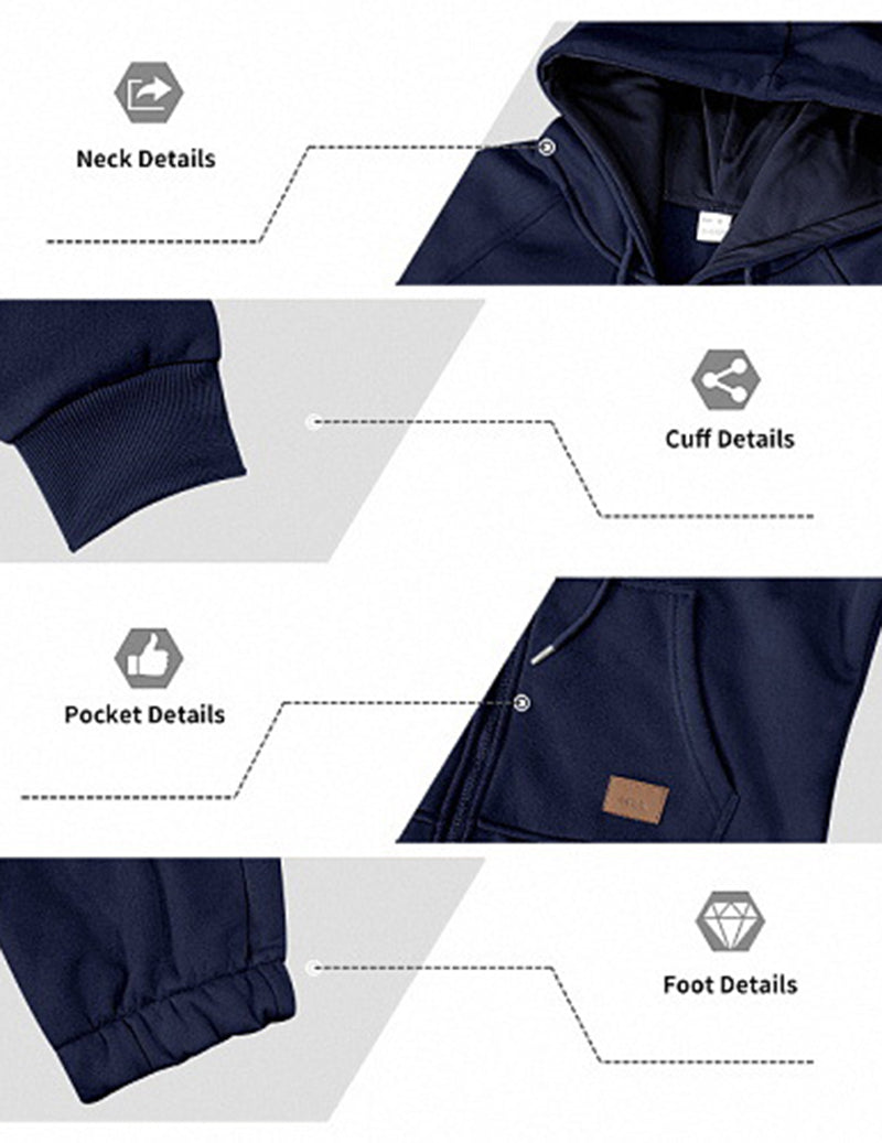 Men Fleece Hooded Zip Up Jumpsuit