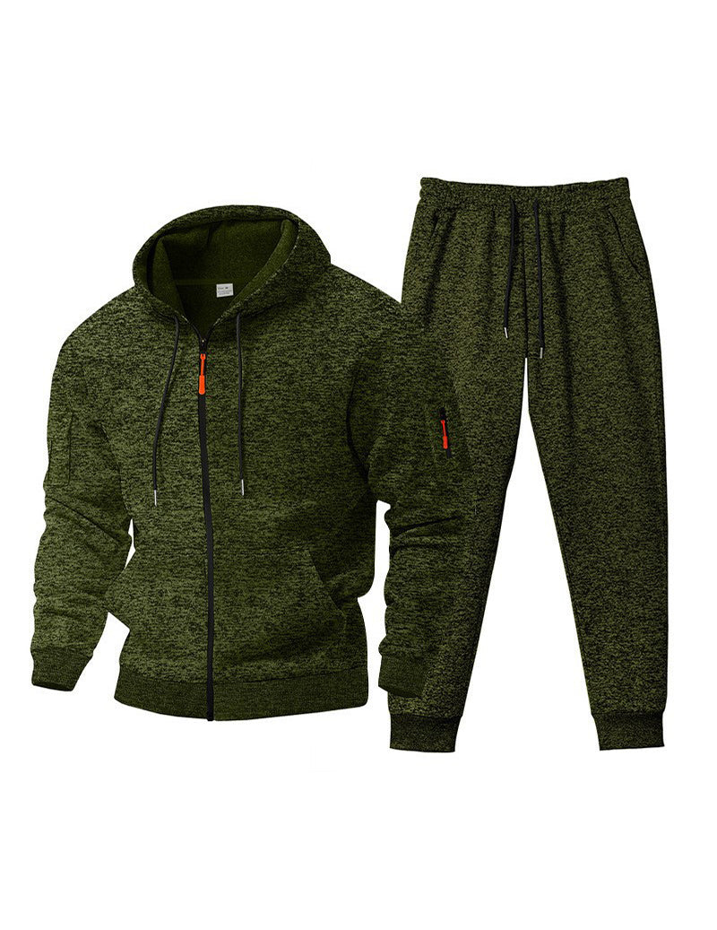 Men Fleece Hooded Zip Up Sweatshirt and Jogger Set