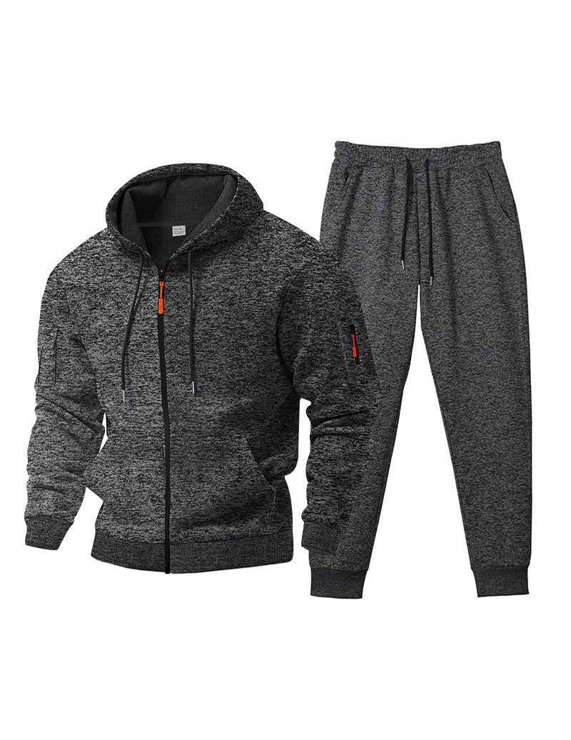 Men Fleece Hooded Zip Up Sweatshirt and Jogger Set