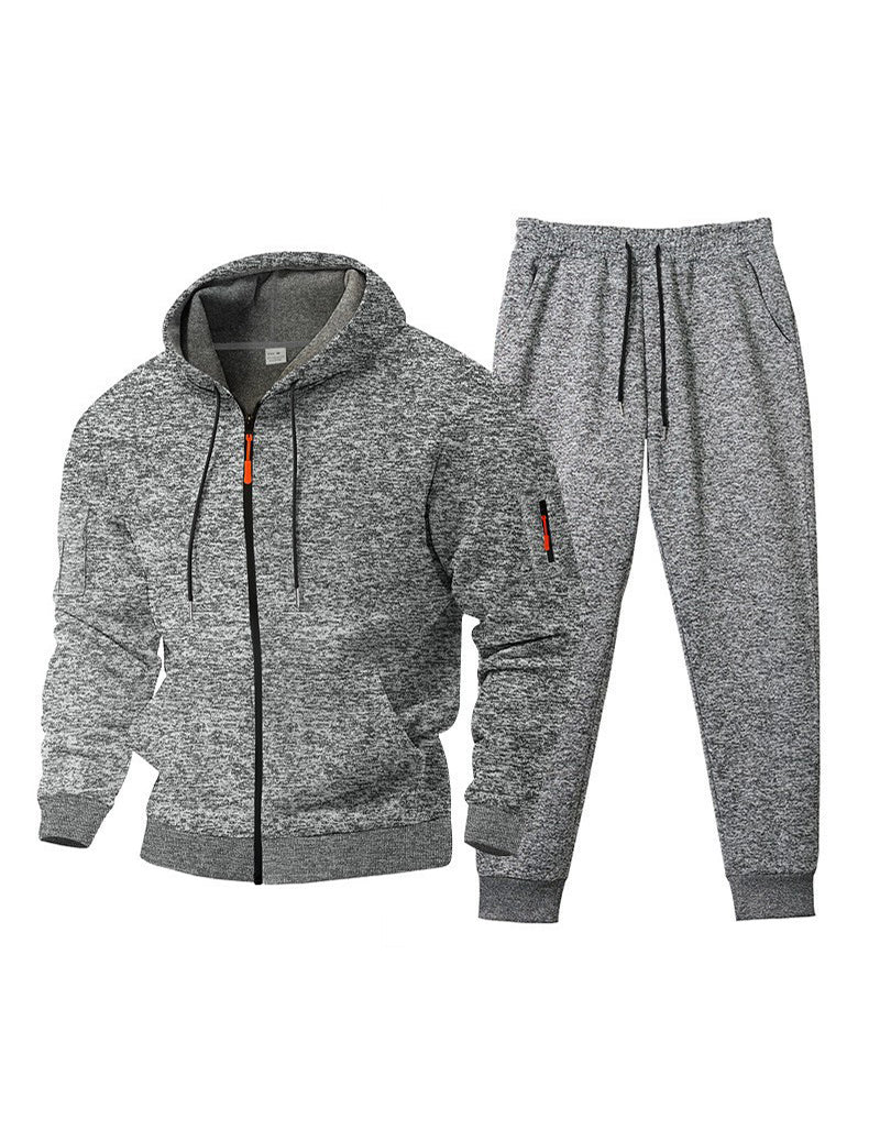 Men Fleece Hooded Zip Up Sweatshirt and Jogger Set