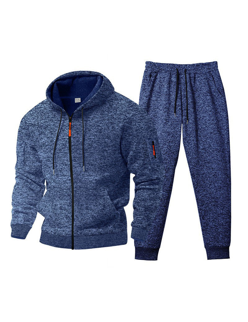 Men Fleece Hooded Zip Up Sweatshirt and Jogger Set
